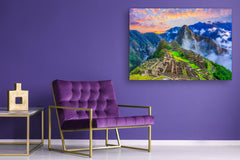 Glass Print Wall Art – Image on Glass SART01B Nature Series: Overview of Machu Picchu
