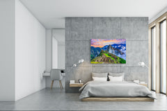 Glass Print Wall Art – Image on Glass SART01B Nature Series: Overview of Machu Picchu