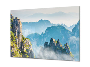 Graphic Art Print on Glass - Beautiful Quality Glass Print Picture SART01C Nature Series: Yellow Mountains in China