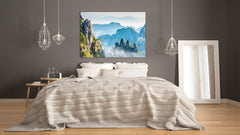 Graphic Art Print on Glass - Beautiful Quality Glass Print Picture SART01C Nature Series: Yellow Mountains in China