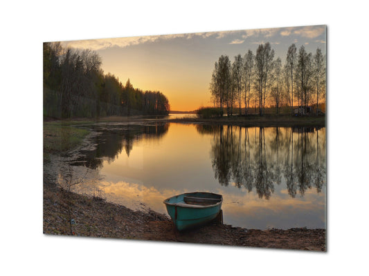 Glass Print Wall Art – Image on Glass SART01B Nature Series: Calm river at sunset