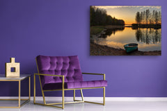 Glass Print Wall Art – Image on Glass SART01B Nature Series: Calm river at sunset