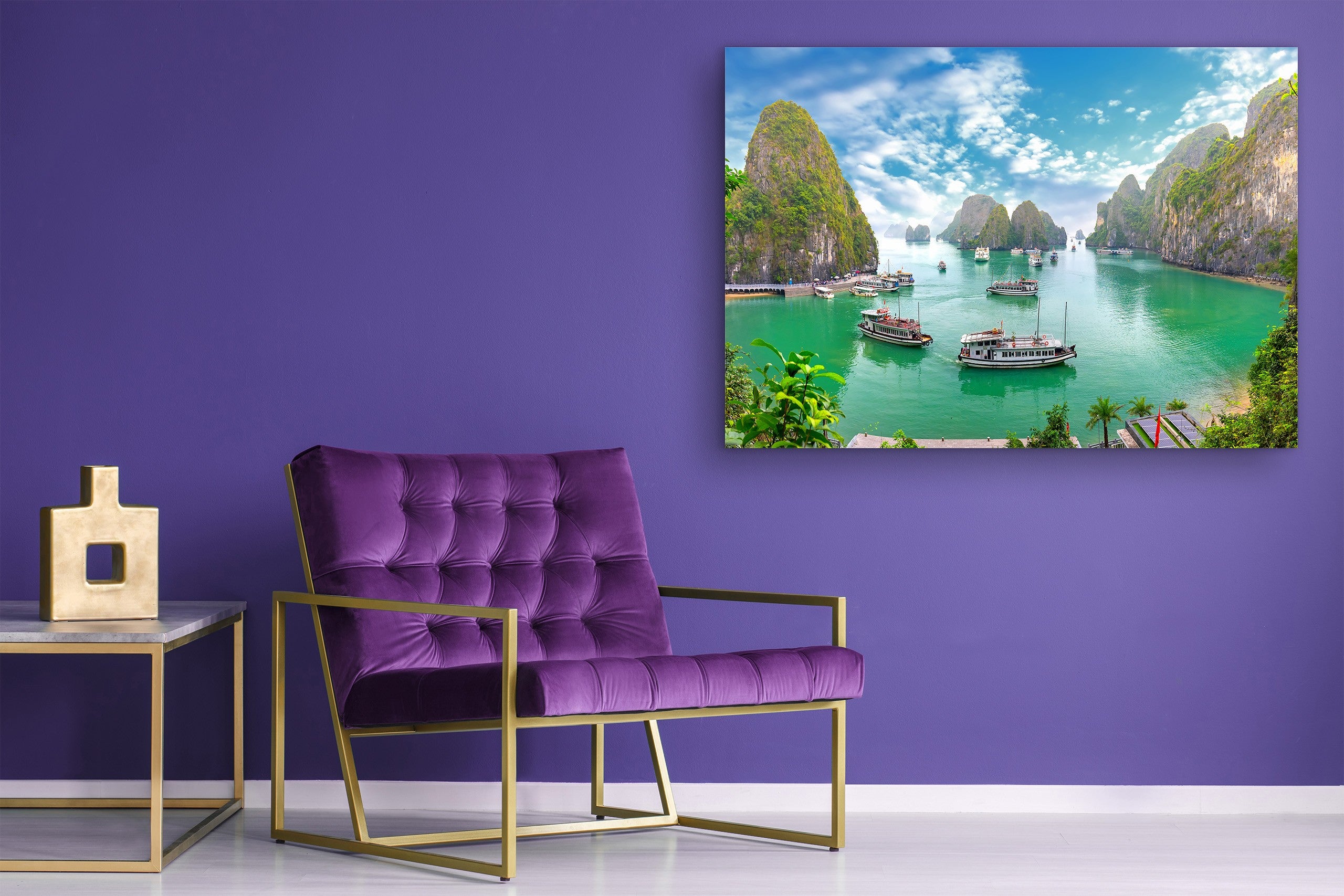Glass Print Wall Art – Image on Glass SART01B Nature Series: Halong Bay in Vietnam