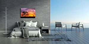 Glass Printed Picture - Wall Picture behind Tempered Glass SART01D Nature Series: Tree silhouette in Africa with sunset