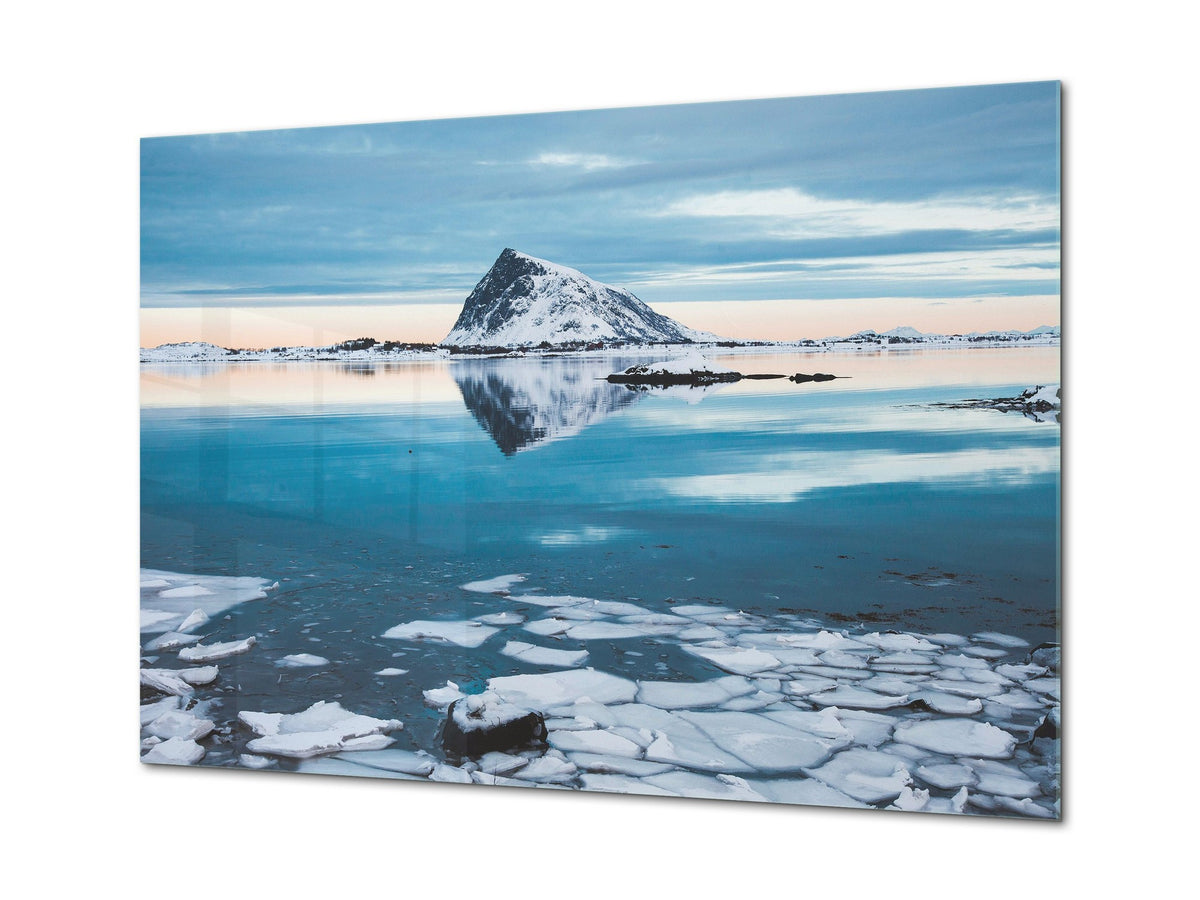 Glass Printed Picture - Wall Picture behind Tempered Glass SART01D Nature Series: Ice berg reflection
