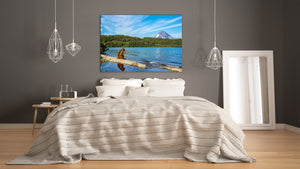 Glass Print Wall Art – Image on Glass SART01B Nature Series: Lonely bear on the lakeshore