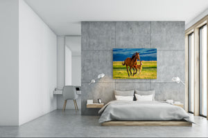 Glass Picture Wall Art - Picture on Glass SART03A Animals Series: Running horses
