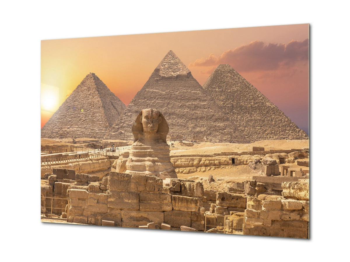 Glass Print Wall Art – Image on Glass SART01B Nature Series: The Sphinx and the Pyramids