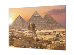 Glass Print Wall Art – Image on Glass SART01B Nature Series: The Sphinx and the Pyramids
