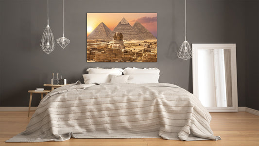 Glass Print Wall Art – Image on Glass SART01B Nature Series: The Sphinx and the Pyramids