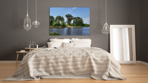 Glass Print Wall Art – Image on Glass SART01B Nature Series: Summer panorama of the Volkhov river