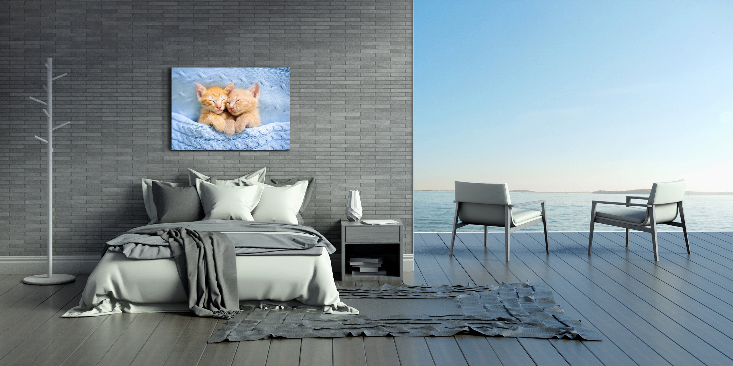 Glass Picture Wall Art - Picture on Glass SART03A Animals Series: Baby cats sleeping