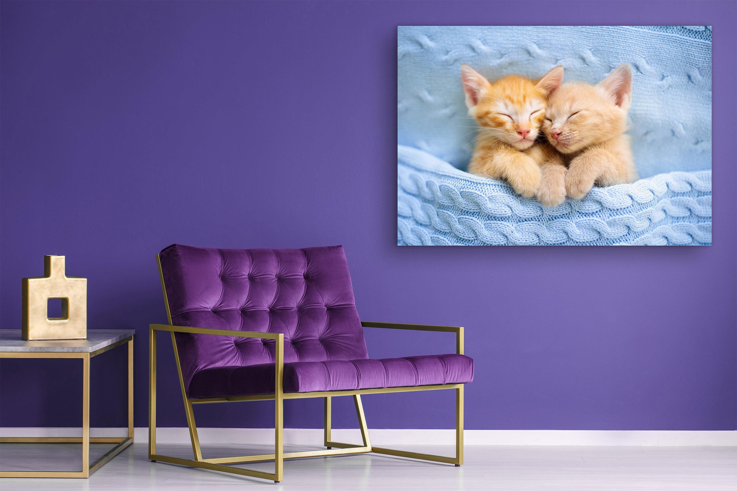 Glass Picture Wall Art - Picture on Glass SART03A Animals Series: Baby cats sleeping