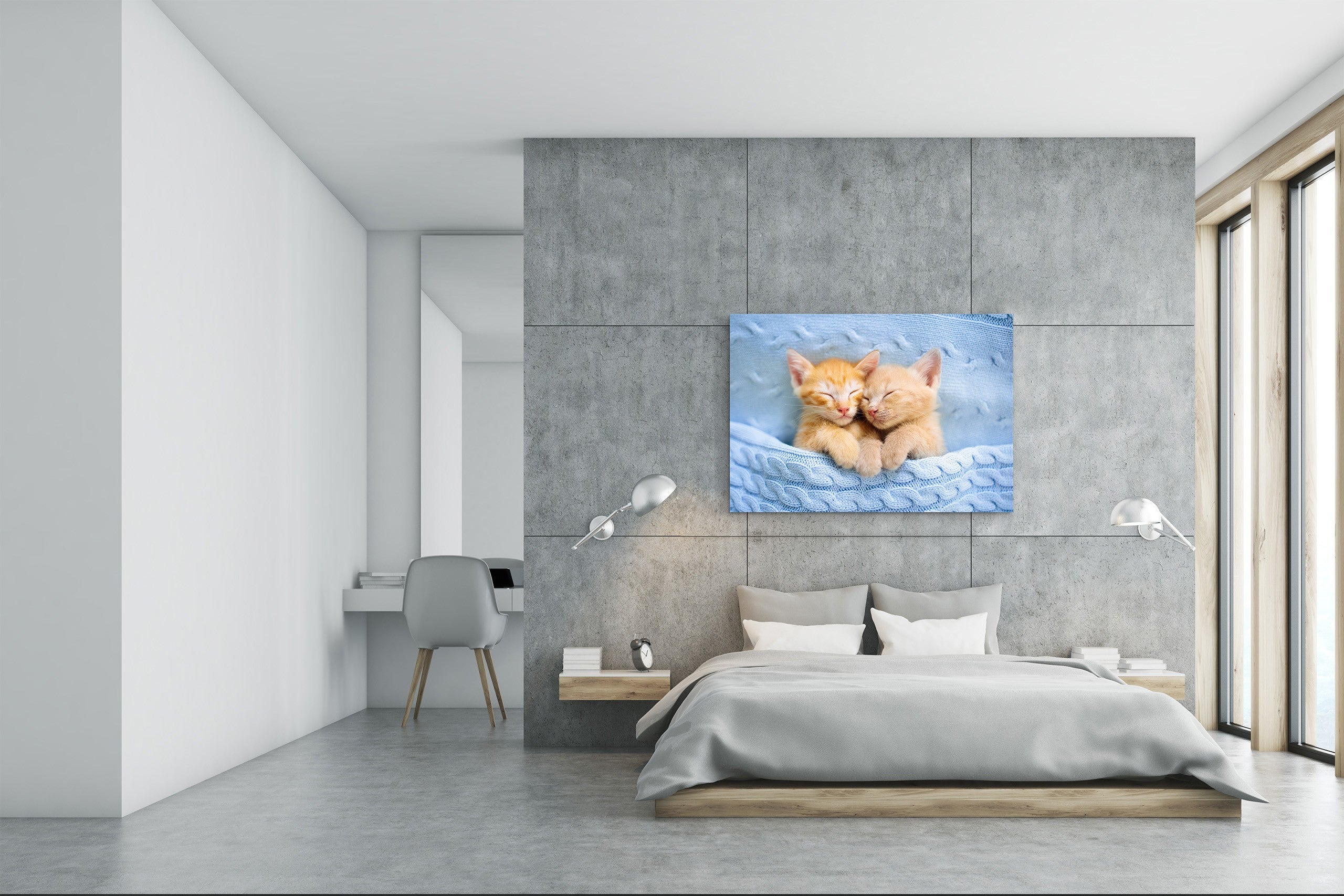 Glass Picture Wall Art - Picture on Glass SART03A Animals Series: Baby cats sleeping