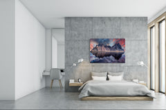 Graphic Art Print on Glass - Beautiful Quality Glass Print Picture SART01C Nature Series: Vestrahorn mountain in Iceland