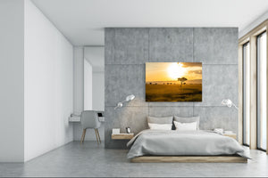Glass Printed Picture - Wall Picture behind Tempered Glass SART01D Nature Series: Sunny savanna