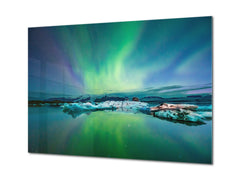 Glass Printed Picture - Wall Picture behind Tempered Glass SART01D Nature Series: Northern lights 2