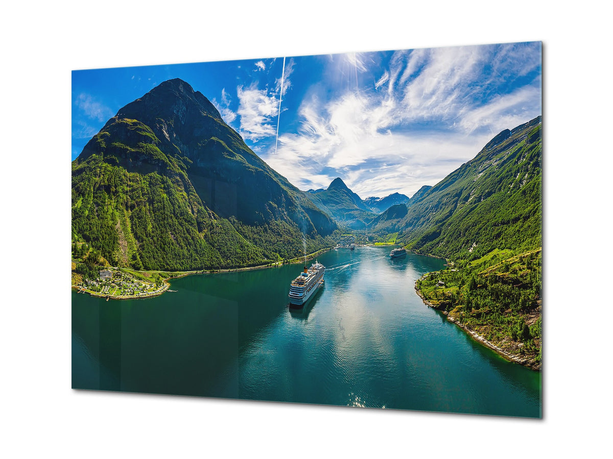 Glass Print Wall Art – Image on Glass SART01B Nature Series: The fjord in Norway