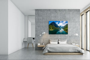 Glass Print Wall Art – Image on Glass SART01B Nature Series: The fjord in Norway