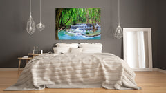 Modern Glass Picture - Contemporary Wall Art SART01 Nature Series: Waterfall in Thailand 2