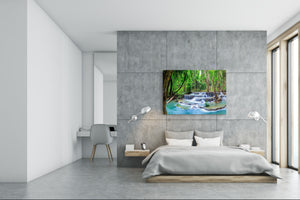 Modern Glass Picture - Contemporary Wall Art SART01 Nature Series: Waterfall in Thailand 2