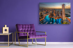 Glass Picture Toughened Wall Art  - Wall Art Glass Print Picture SART02 Cities Series: Marina and the skyscrapers