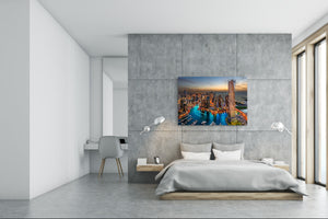Glass Picture Toughened Wall Art  - Wall Art Glass Print Picture SART02 Cities Series: Marina and the skyscrapers