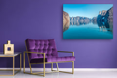 Glass Printed Picture - Wall Picture behind Tempered Glass SART01D Nature Series: Mountain landscape with reflection