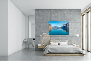 Glass Printed Picture - Wall Picture behind Tempered Glass SART01D Nature Series: Mountain landscape with reflection