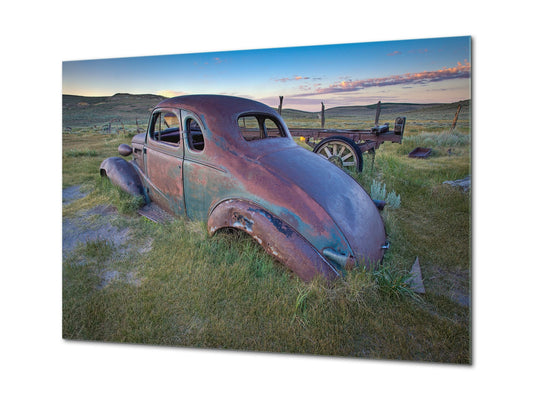 Glass Print Wall Art – Image on Glass  SART05 Miscellanous Series: Abandoned car