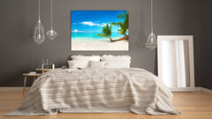 Graphic Art Print on Glass - Beautiful Quality Glass Print Picture SART01C Nature Series: White sand of Maldives