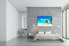 Graphic Art Print on Glass - Beautiful Quality Glass Print Picture SART01C Nature Series: White sand of Maldives