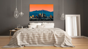 Glass Picture Toughened Wall Art  - Wall Art Glass Print Picture SART02 Cities Series: Mountains towering over Los Angeles