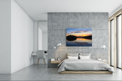 Glass Printed Picture - Wall Picture behind Tempered Glass SART01D Nature Series: Daybreak reflections on a calm lake
