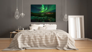 Glass Printed Picture - Wall Picture behind Tempered Glass SART01D Nature Series: Northern lights 1