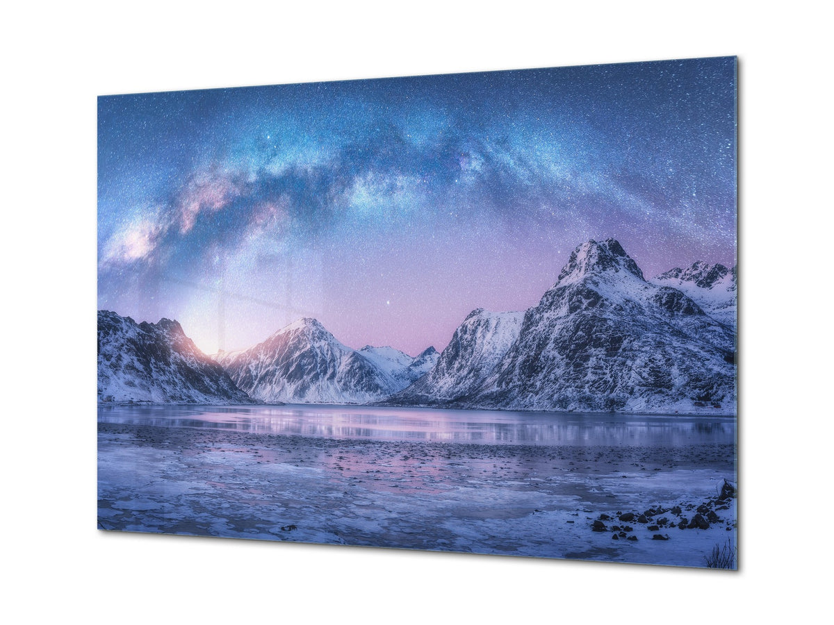 Modern Glass Picture - Contemporary Wall Art SART01 Nature Series: Arctic landscape of Lofoten Islands, Norway