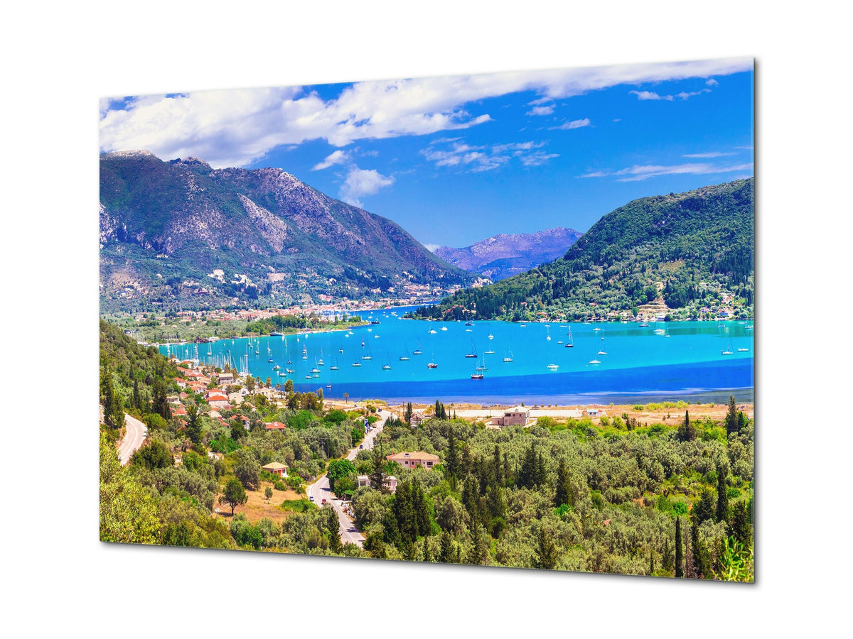 Modern Glass Picture - Contemporary Wall Art SART01 Nature Series: Beautiful Greek bay