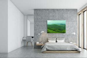 Modern Glass Picture - Contemporary Wall Art SART01 Nature Series: Tea plantations in India