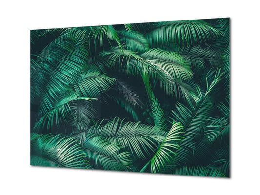 Modern Glass Picture - Contemporary Wall Art SART04 Flowers and leaves Series: Tropical forest leaves