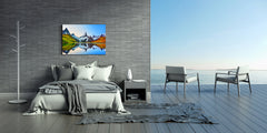 Graphic Art Print on Glass - Beautiful Quality Glass Print Picture SART01C Nature Series: Snowy mountain range