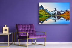 Graphic Art Print on Glass - Beautiful Quality Glass Print Picture SART01C Nature Series: Snowy mountain range