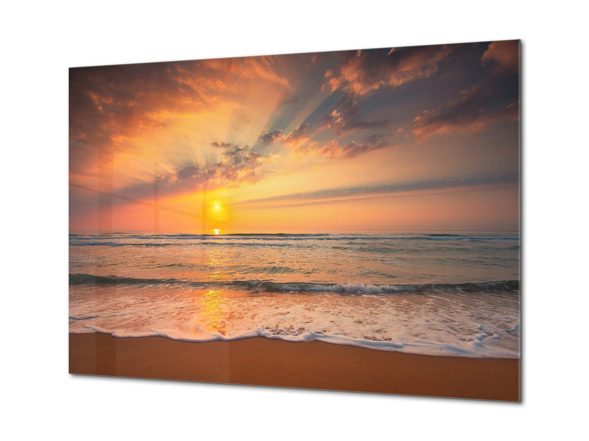 Glass Printed Picture - Wall Picture behind Tempered Glass SART01D Nature Series: Sunset by the sea