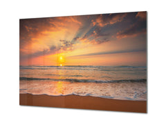 Glass Printed Picture - Wall Picture behind Tempered Glass SART01D Nature Series: Sunset by the sea