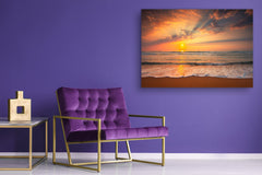 Glass Printed Picture - Wall Picture behind Tempered Glass SART01D Nature Series: Sunset by the sea