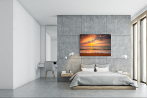 Glass Printed Picture - Wall Picture behind Tempered Glass SART01D Nature Series: Sunset by the sea