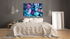 Modern Glass Picture - Contemporary Wall Art SART04 Flowers and leaves Series: Beautiful leaves in blue and purple tones