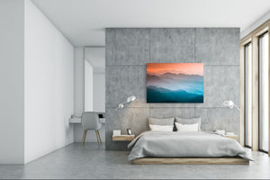 Glass Printed Picture - Wall Picture behind Tempered Glass SART01D Nature Series: Mountains under mist