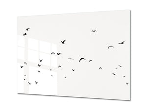 Wall Art - Glass Print Canvas Picture SART03B Animals Series: Monochrome Bird Silhouettes