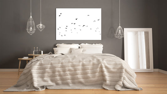 Wall Art - Glass Print Canvas Picture SART03B Animals Series: Monochrome Bird Silhouettes