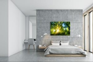 Modern Glass Picture - Contemporary Wall Art SART01 Nature Series: Vibrant green forest